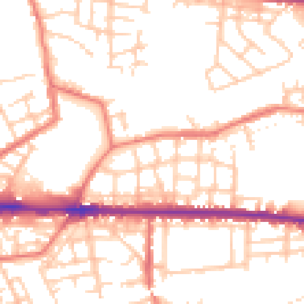 Daytime road noise heatmap for M11 1JH