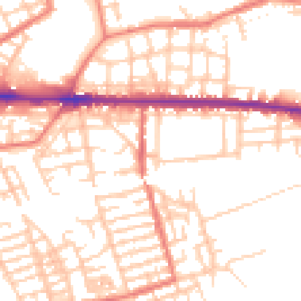 Daytime road noise heatmap for M11 1JR