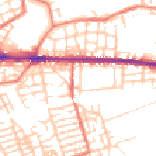 Daytime road noise heatmap for M11 1JY