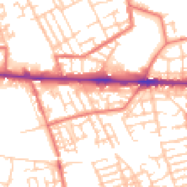 Daytime road noise heatmap for M11 1LU