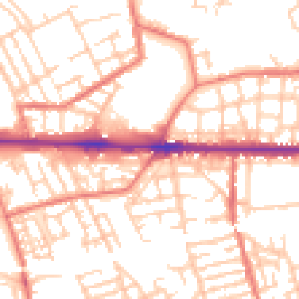 Daytime road noise heatmap for M11 1LW