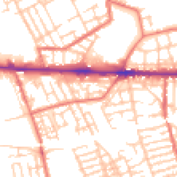 Daytime road noise heatmap for M11 1NH