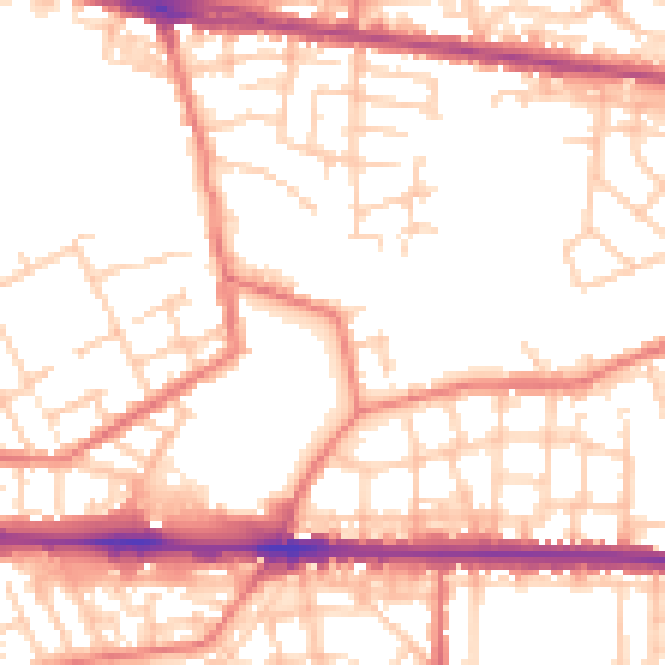 Daytime road noise heatmap for M11 1QA
