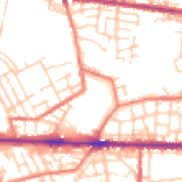 Daytime road noise heatmap for M11 1QD