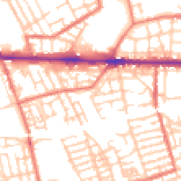 Daytime road noise heatmap for M11 1WQ