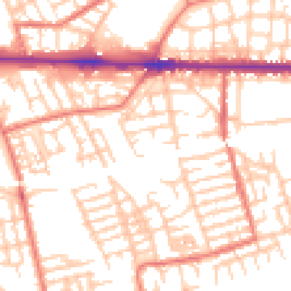 Daytime road noise heatmap for M11 1WU