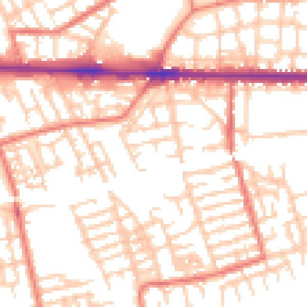 Daytime road noise heatmap for M11 1WX