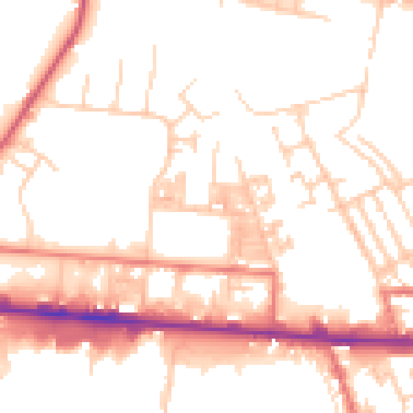 Daytime road noise heatmap for M11 2JJ
