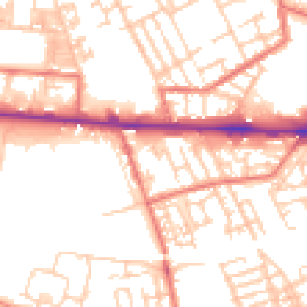 Daytime road noise heatmap for M11 2LX