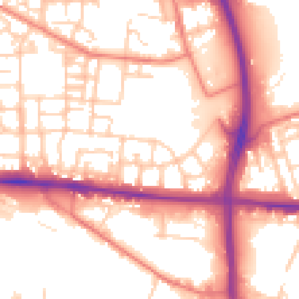 Daytime road noise heatmap for M11 3BG
