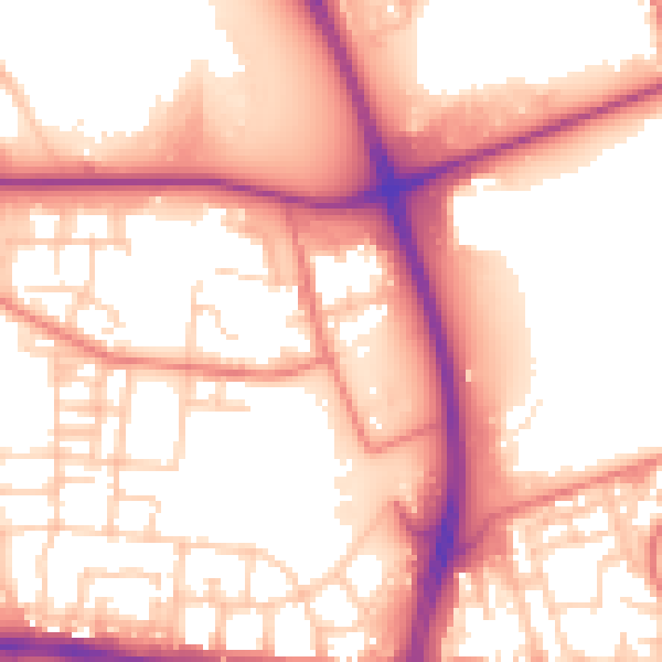 Daytime road noise heatmap for M11 3DJ