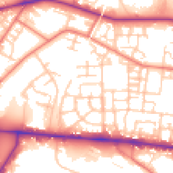 Daytime road noise heatmap for M11 3NE