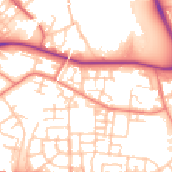 Daytime road noise heatmap for M11 3QG