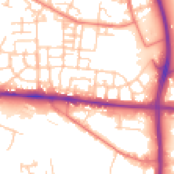 Daytime road noise heatmap for M11 3TZ