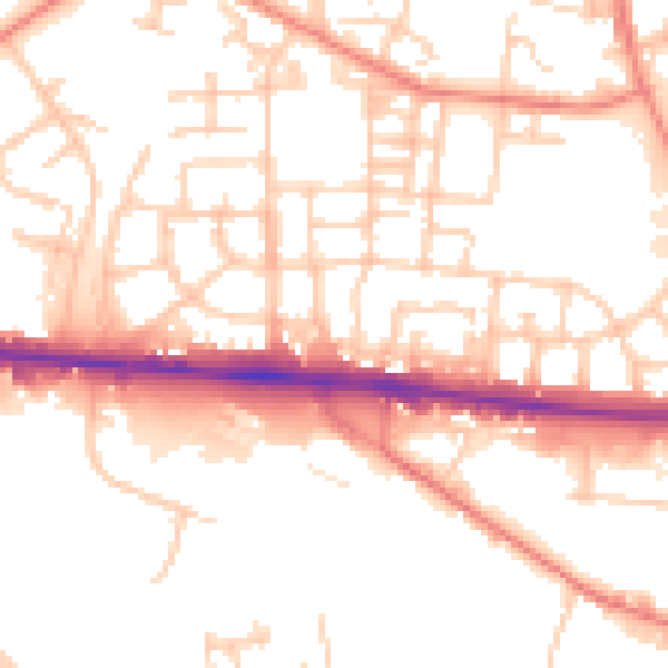 Daytime road noise heatmap for M11 3UA