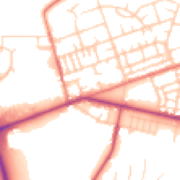 Daytime road noise heatmap for M11 4EZ