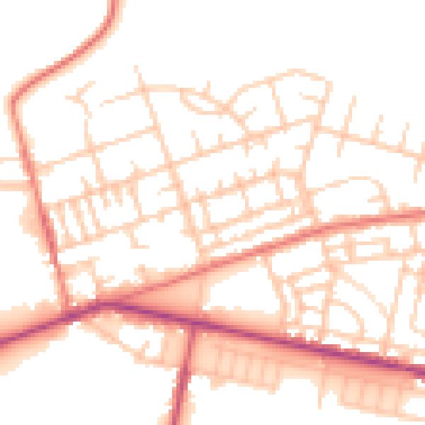 Daytime road noise heatmap for M11 4HE
