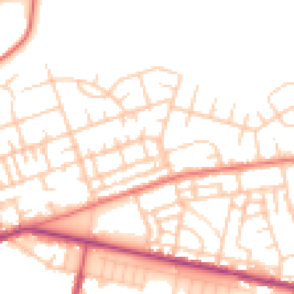 Daytime road noise heatmap for M11 4HN
