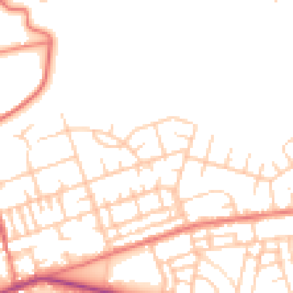 Daytime road noise heatmap for M11 4JB