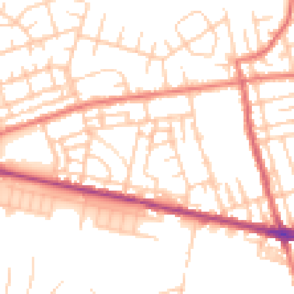 Daytime road noise heatmap for M11 4QA