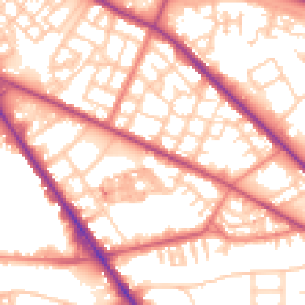 Daytime road noise heatmap for M13 0AF
