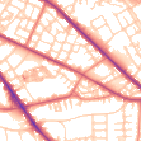 Daytime road noise heatmap for M13 0AS