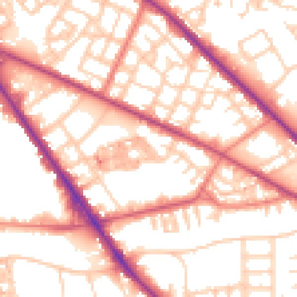 Daytime road noise heatmap for M13 0AU