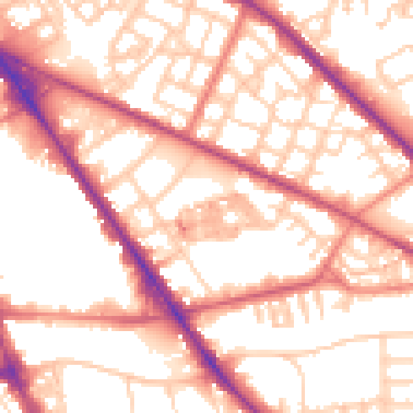 Daytime road noise heatmap for M13 0AX
