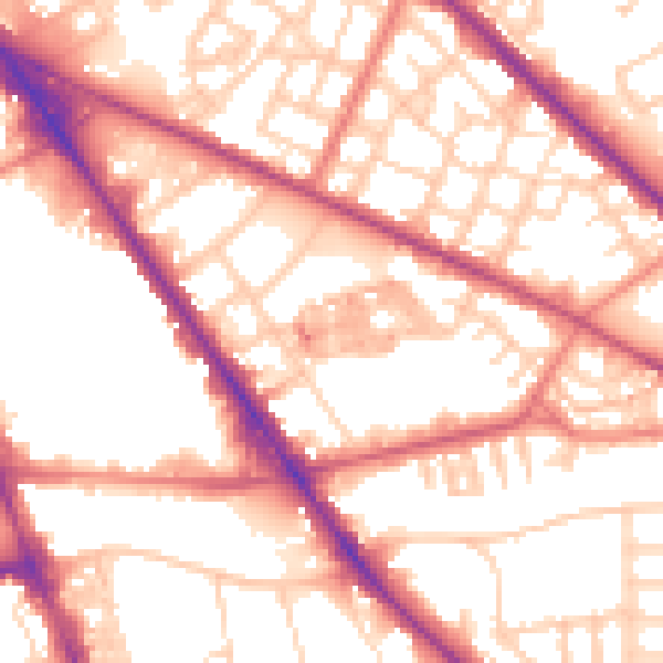 Daytime road noise heatmap for M13 0AY