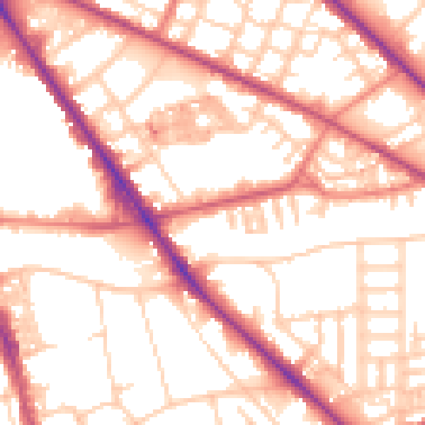 Daytime road noise heatmap for M13 0BN