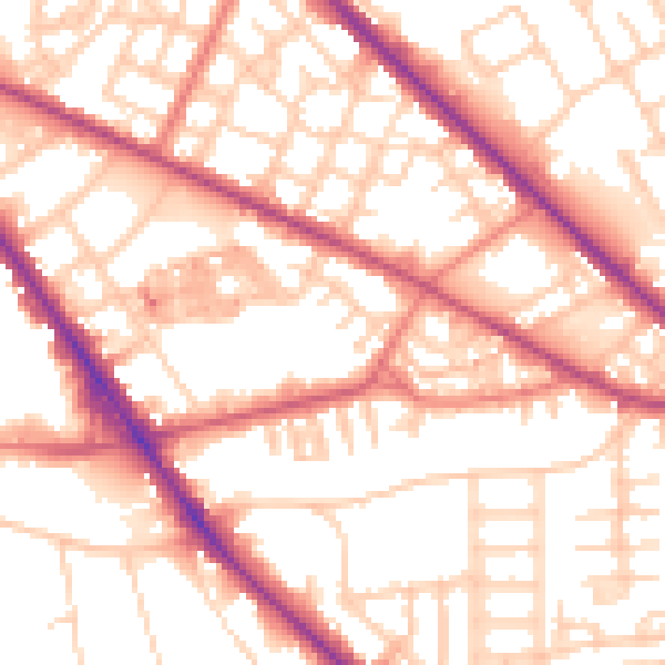 Daytime road noise heatmap for M13 0DA