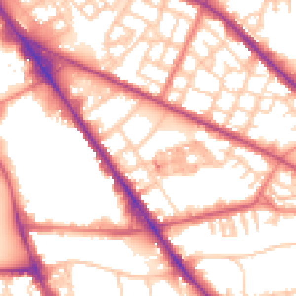 Daytime road noise heatmap for M13 0DX