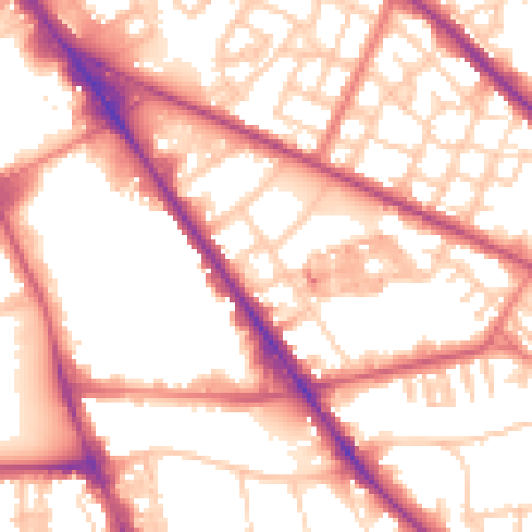 Daytime road noise heatmap for M13 0DY