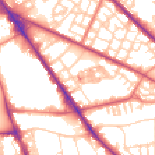 Daytime road noise heatmap for M13 0EA