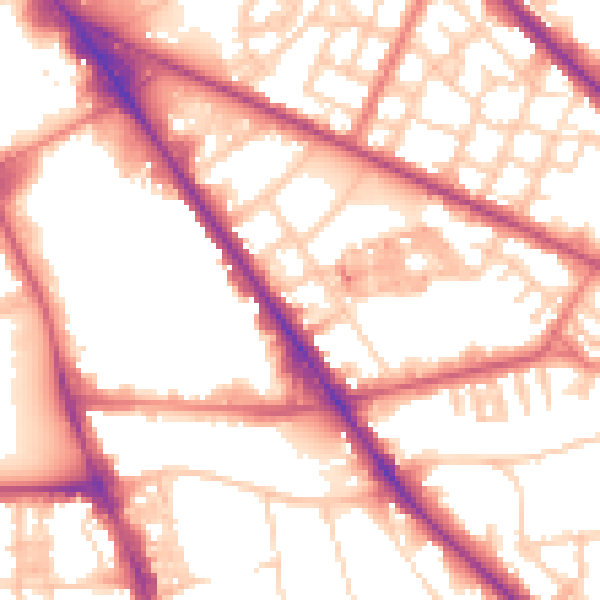 Daytime road noise heatmap for M13 0ED