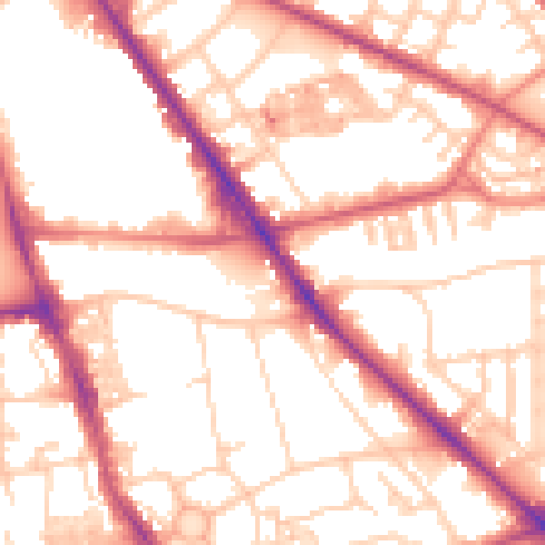 Daytime road noise heatmap for M13 0EP