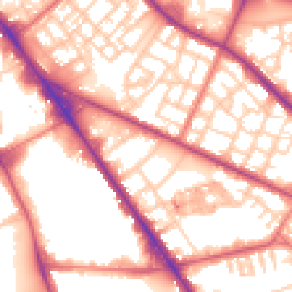 Daytime road noise heatmap for M13 0EU