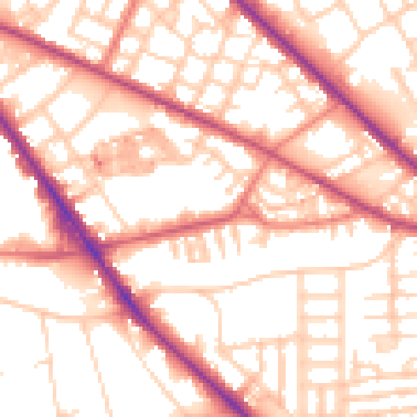 Daytime road noise heatmap for M13 0FE