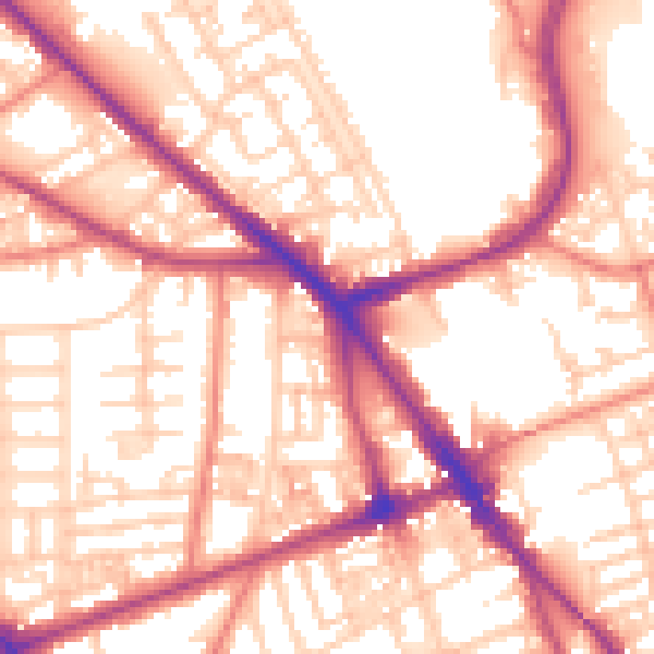 Daytime road noise heatmap for M13 0NE