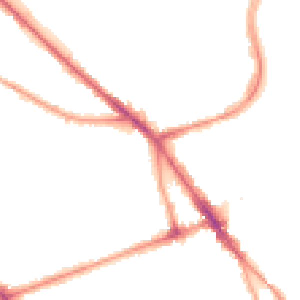 Night-time road noise heatmap for M13 0NE