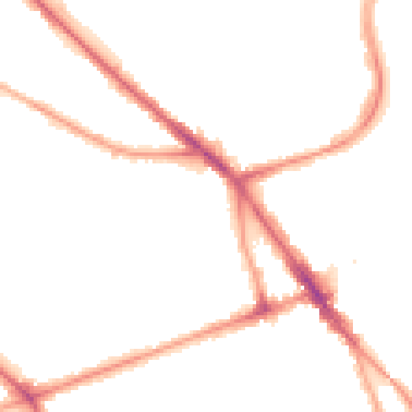 Night-time road noise heatmap for M13 0NW