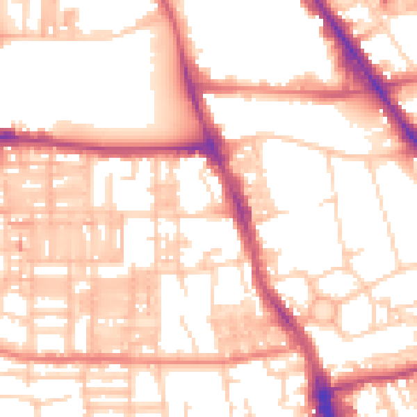 Daytime road noise heatmap for M14 4AH