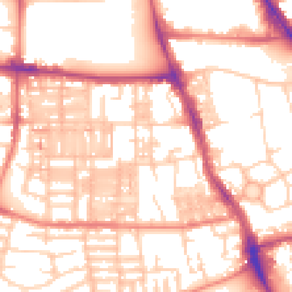Daytime road noise heatmap for M14 4AJ