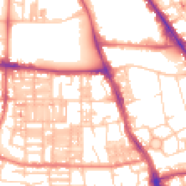 Daytime road noise heatmap for M14 4AL