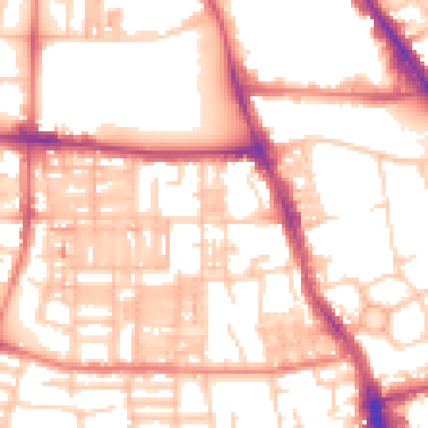 Daytime road noise heatmap for M14 4AN