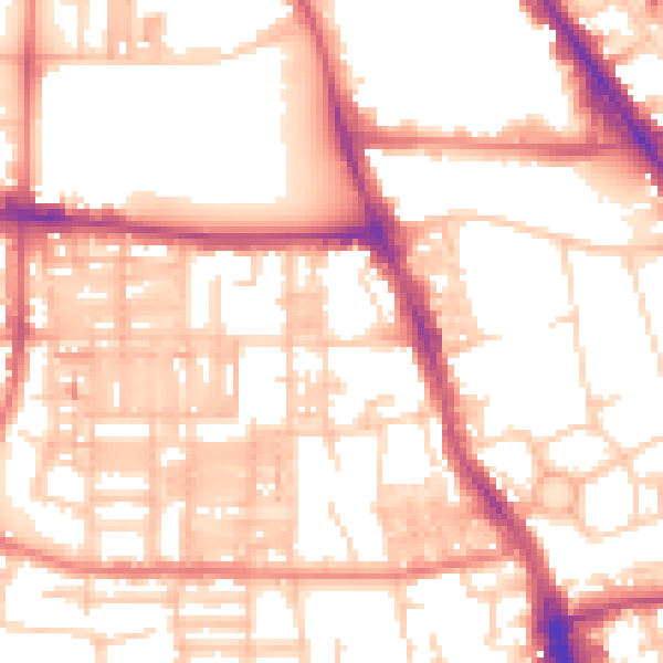 Daytime road noise heatmap for M14 4AP