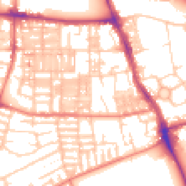 Daytime road noise heatmap for M14 4AT