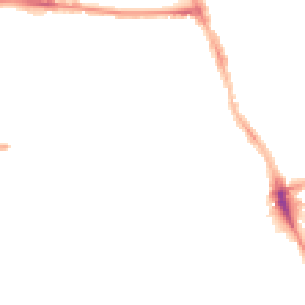 Night-time road noise heatmap for M14 4AU