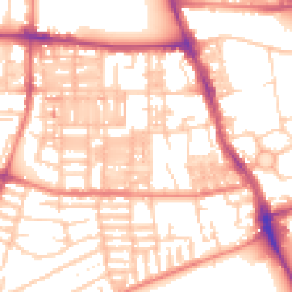 Daytime road noise heatmap for M14 4AX