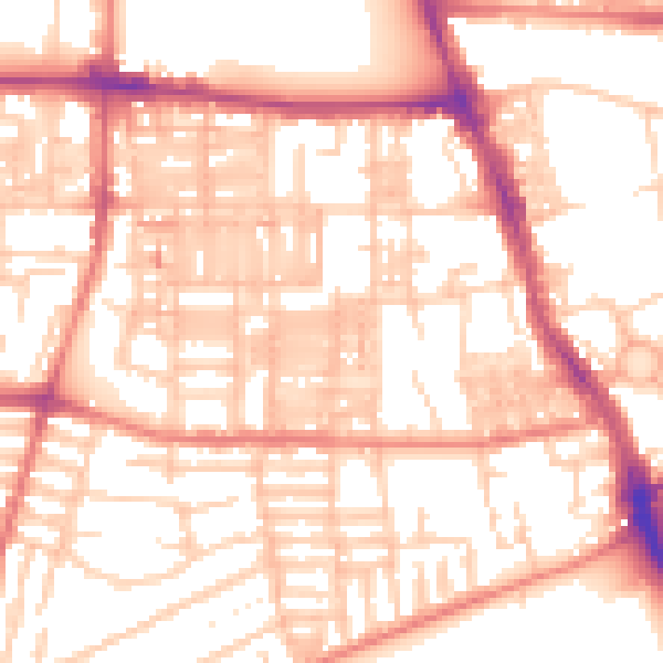 Daytime road noise heatmap for M14 4BA